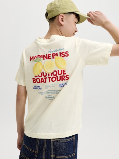 JACK & JONES JUNIOR T-SKJORTE JORRIVIERA VINTAGE POSTER BACK