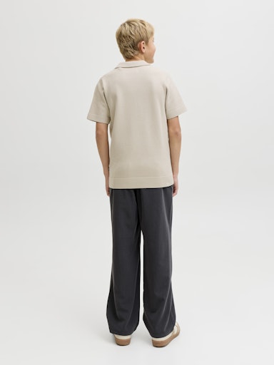 JACK & JONES JUNIOR STRIKKET PIQUET JPRBLAMILANO SPRING KNIT SPLIT NEC